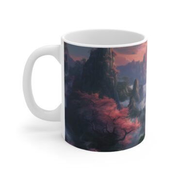 Celestial Peaks Coffee Mug - White 11oz Coffee Mug - Left