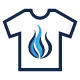 Wohtees logo avatar - white t-shirt with blue flames