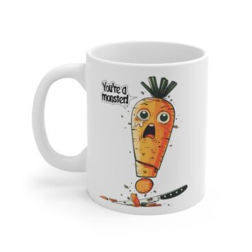 Horrified Carrot Coffee Mug - White 11oz Coffee Mug - Left